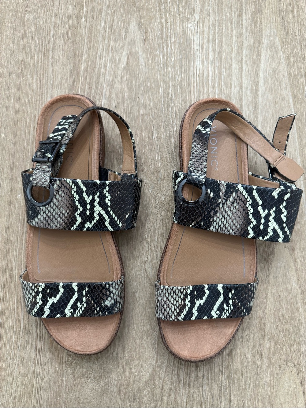 Vionic Louise Snake Print Platform Slingback Sandals - Size 10